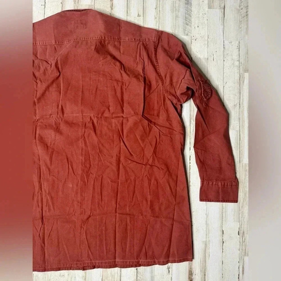 Cabelas Outdoor Gear Heavy Duty Twill Long sleeve Button Up Shirt 2XTall Maroon - Picture 12 of 13